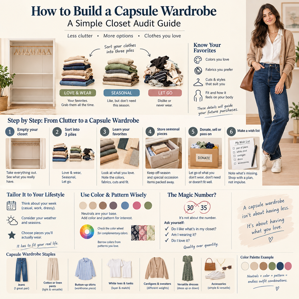 Alt text: How to Build a Capsule Wardrobe with Versatile Clothing Essentials and Closet Organization Tips